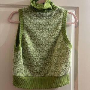 Zara Lime Green Sleeveless Cowl Neck Sweater